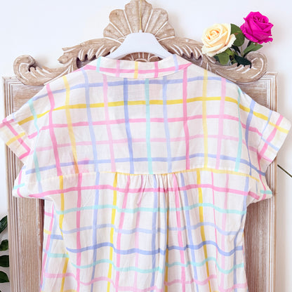 Robe blanche carreaux - April vintage LOUNAE
