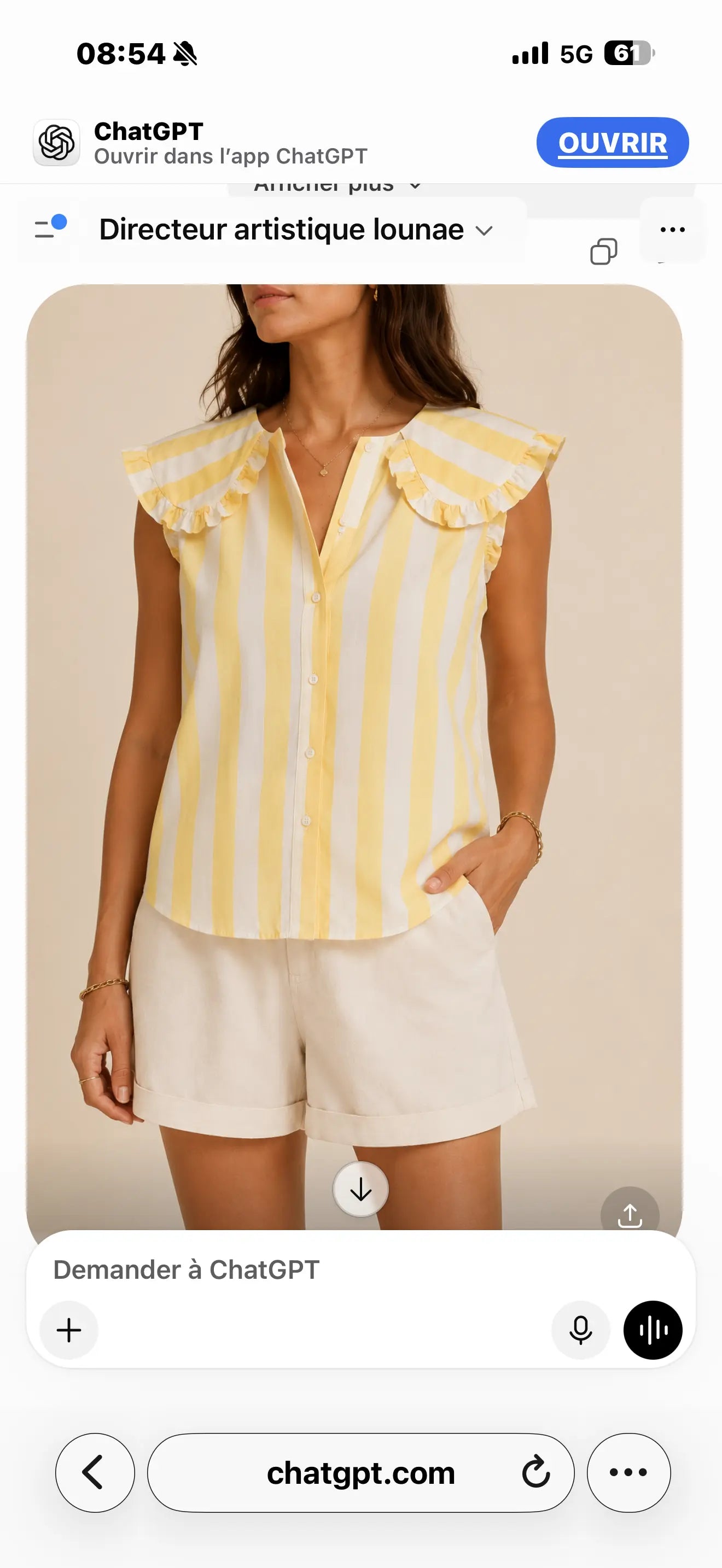 Chemise jaune et blanche en coton LOUNAE
