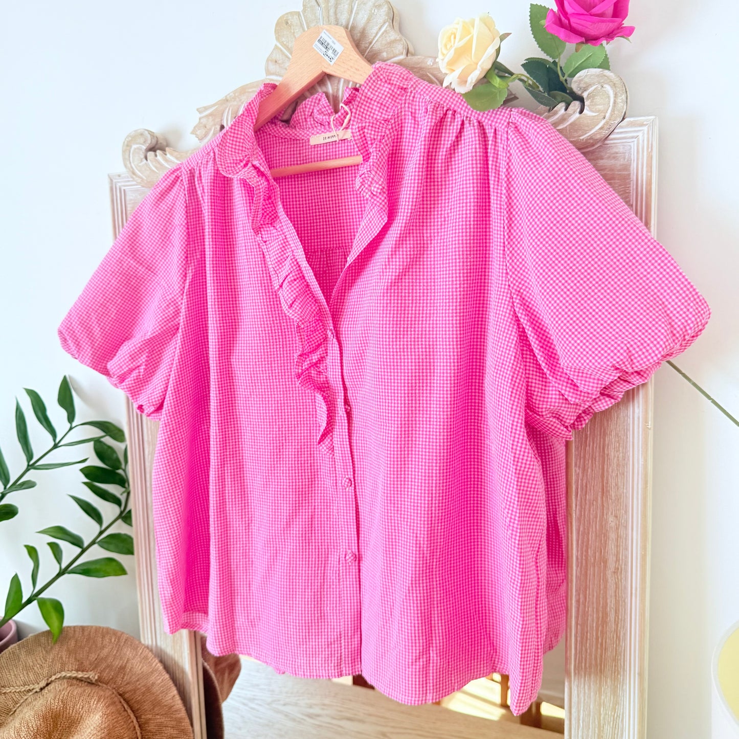 Chemise vichy rose en coton – It Hippie