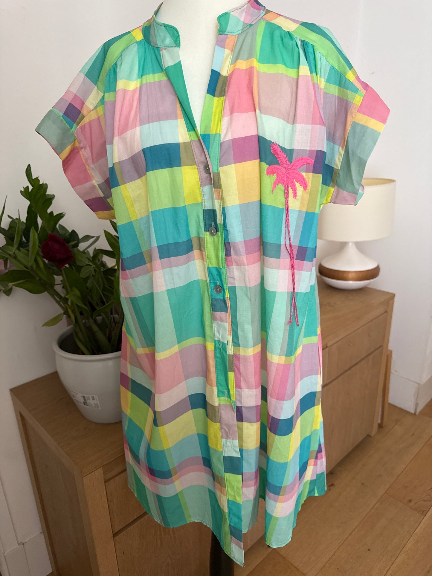 Robe chemise à carreaux pastel - April vintage