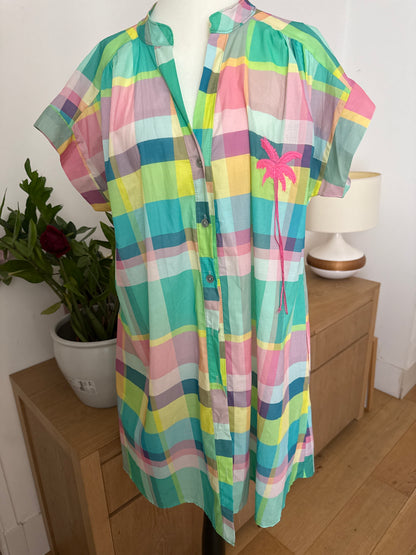 Robe chemise à carreaux pastel  en coton LOUNAE