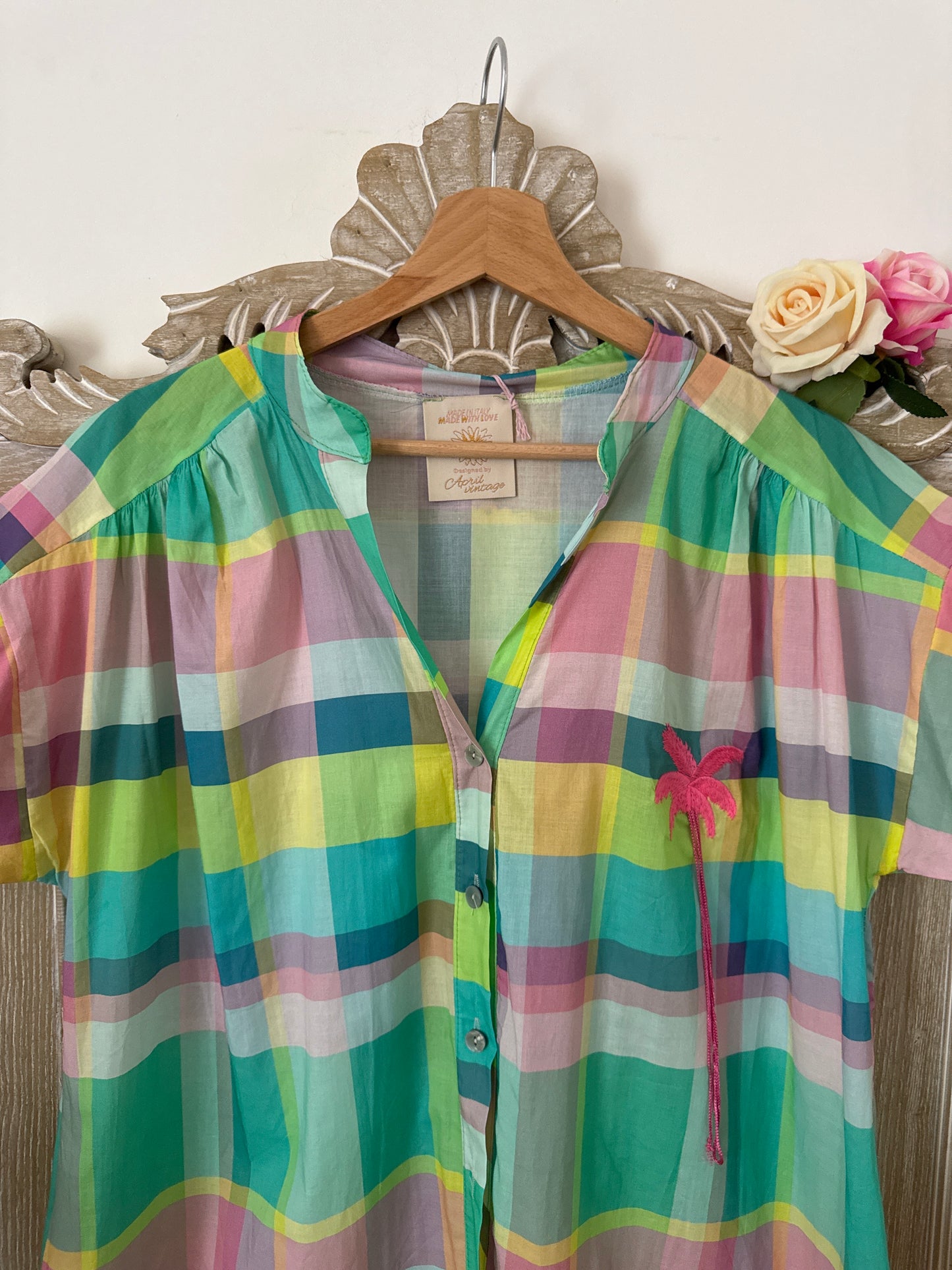 Robe chemise à carreaux pastel - April vintage