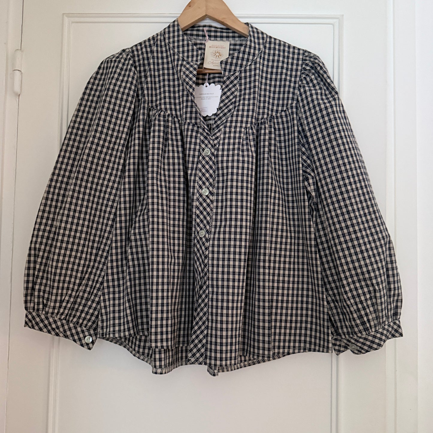 Chemise vichy bleue et blanche en coton taille unique LOUNAE