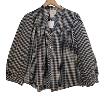 Chemise vichy bleue et blanche en coton taille unique LOUNAE
