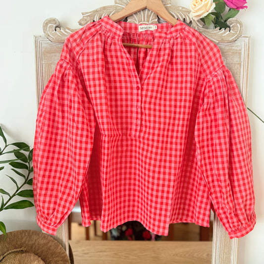 chemise vichy rouge et rose - Season