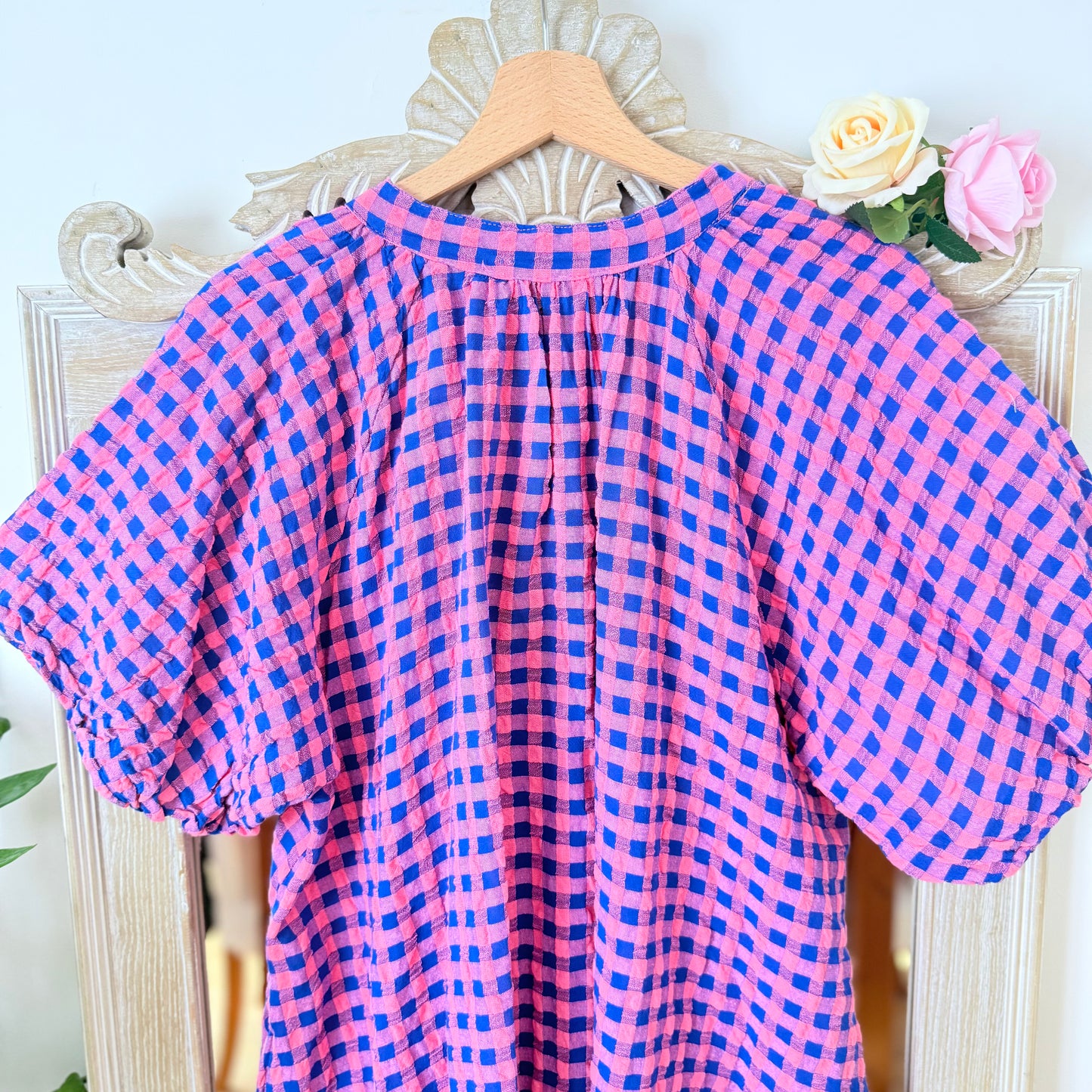 Robe à carreaux bleu et violet