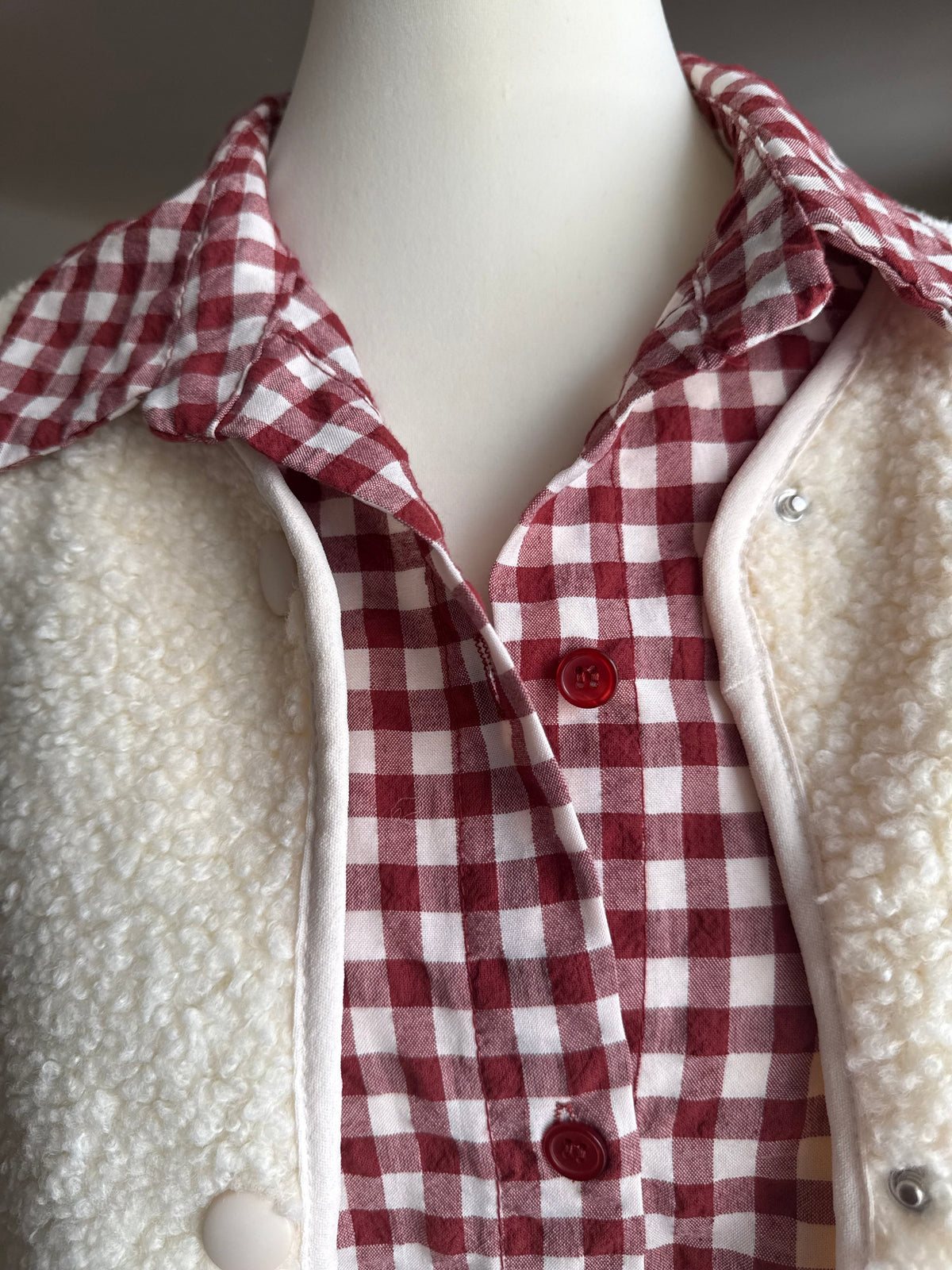 Chemise à carreaux Bordeaux et Beige LOUNAE