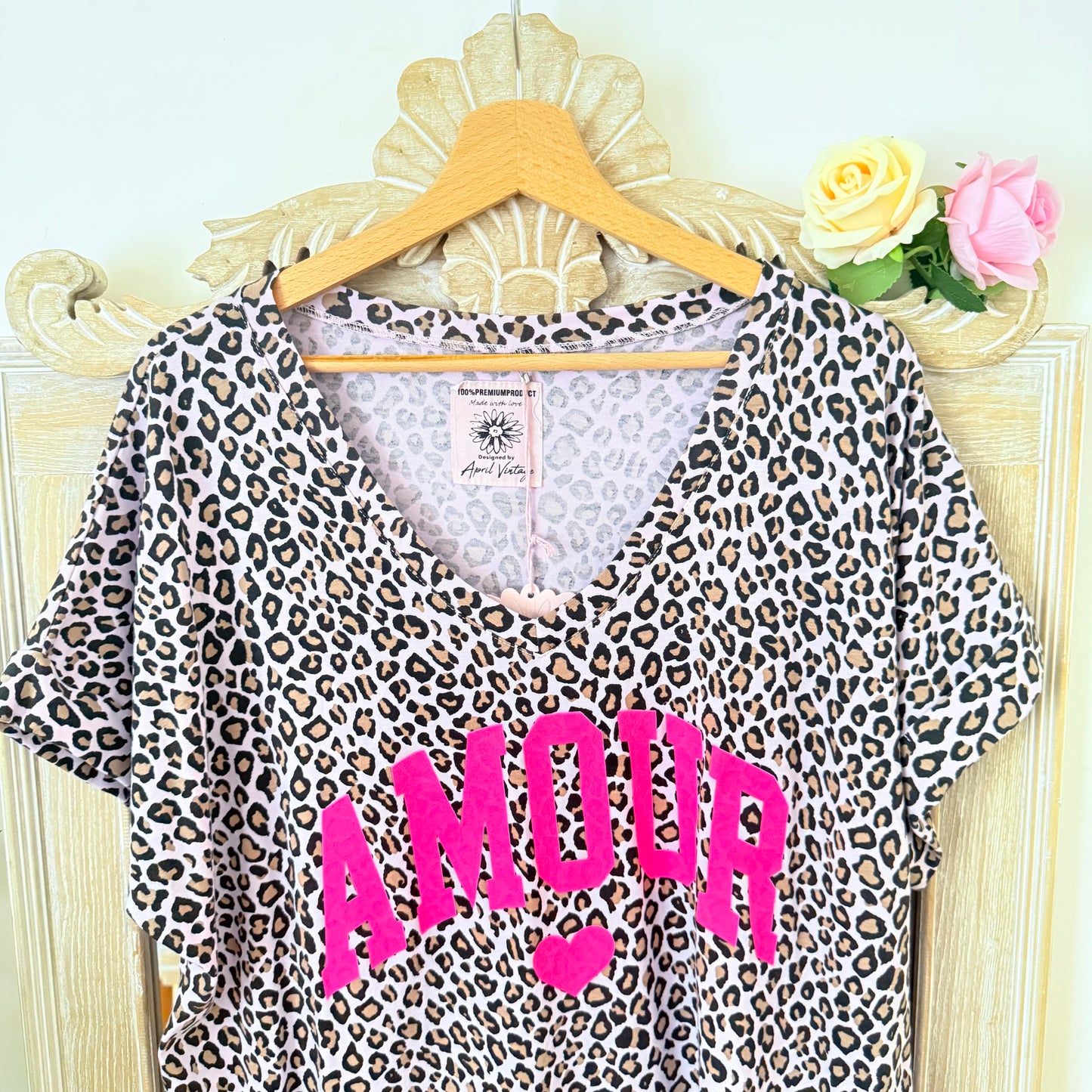 Robe parme léopard logo AMOUR - April vintage