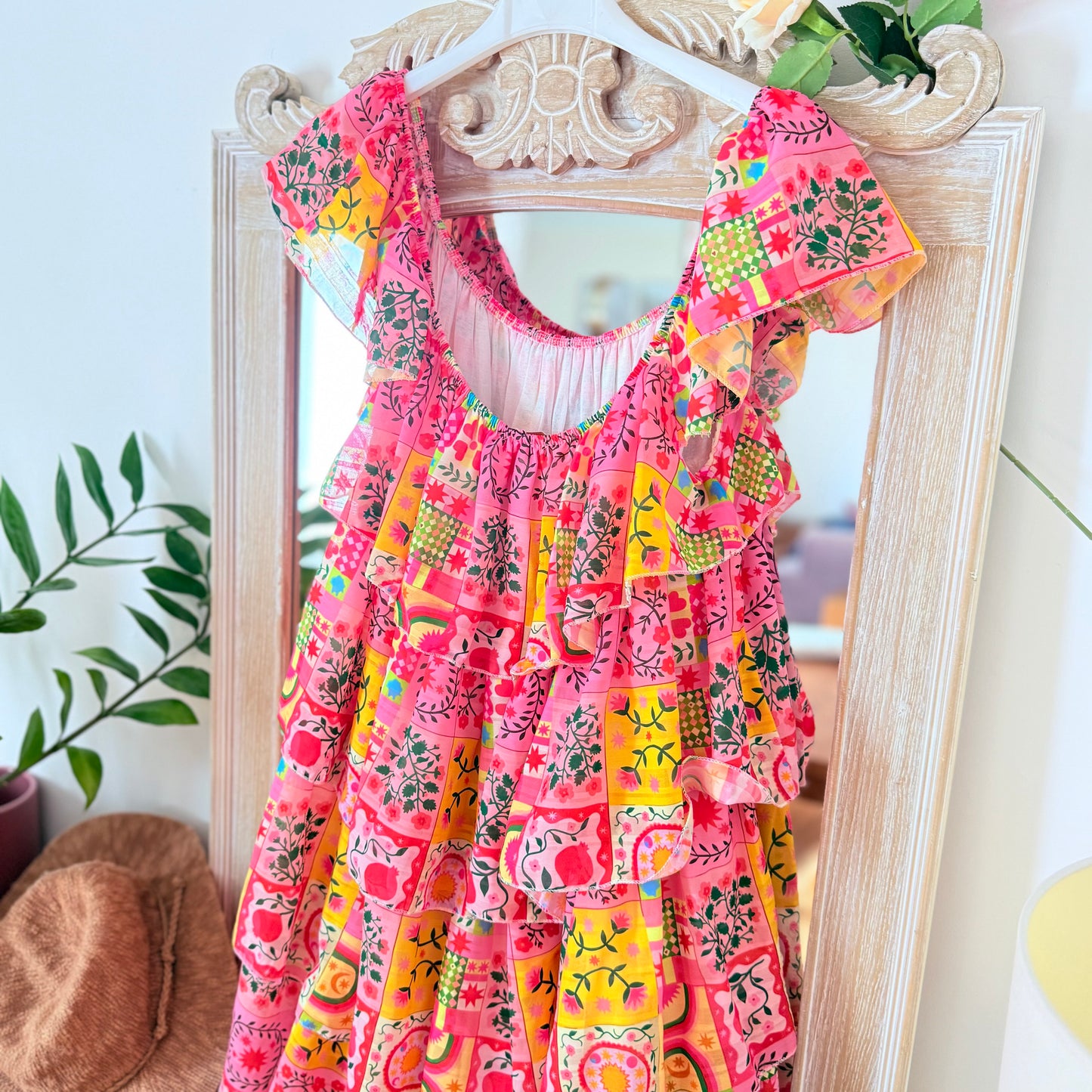 Robe rose et jaune - April vintage