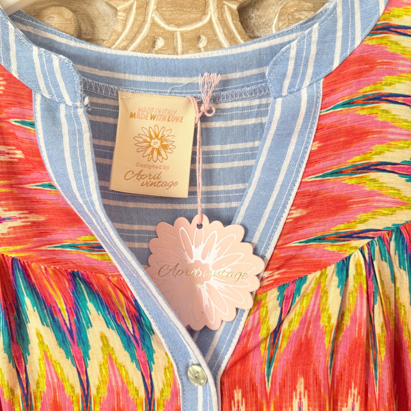 Kleid mit Print und Denim-Effekt – April Vintage