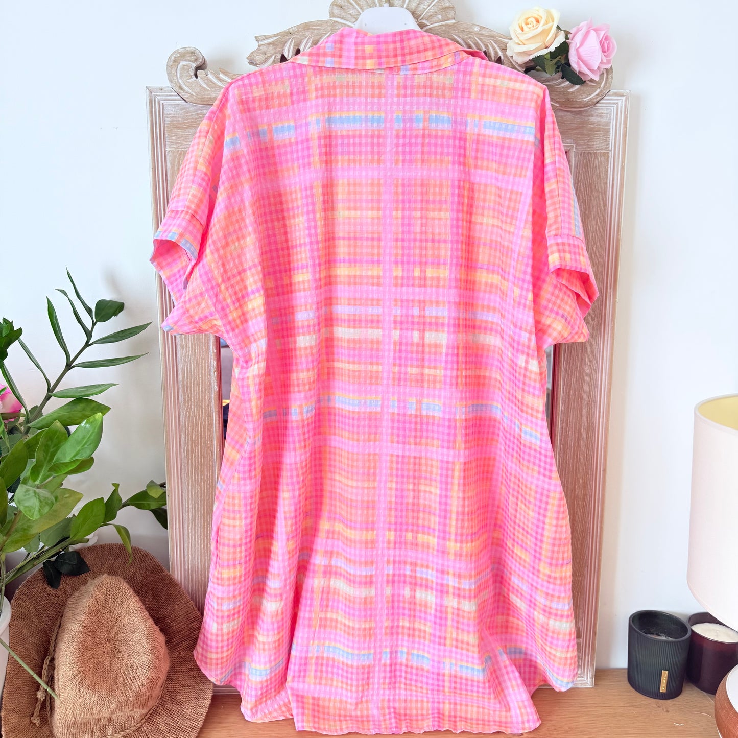 Rosa kariertes Kleid mit AMOUR-Logo - April Vintage