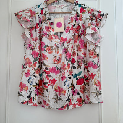 Blouse fleurie manches courtes volantes LOUNAE