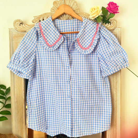Blau und pink kariertes Hemd - It Hippie