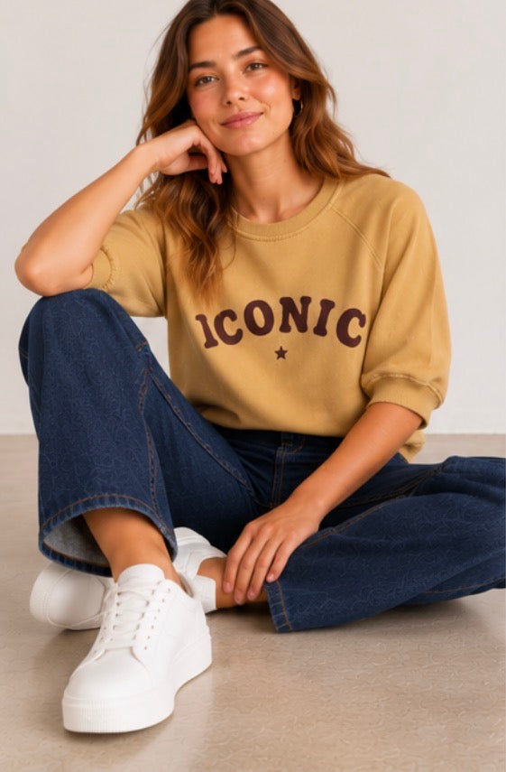 Sweat Femme Oversize Moutarde Iconic Marron – 100 % Coton LOUNAE