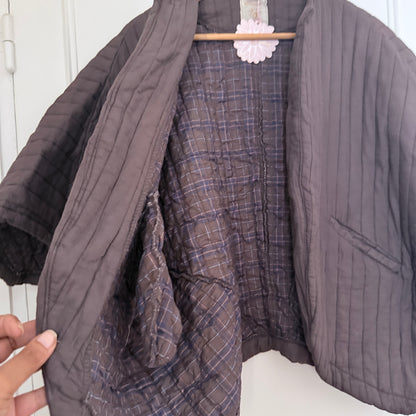 Veste kimono matelassée marron chocolat 100% coton – Taille unique LOUNAE