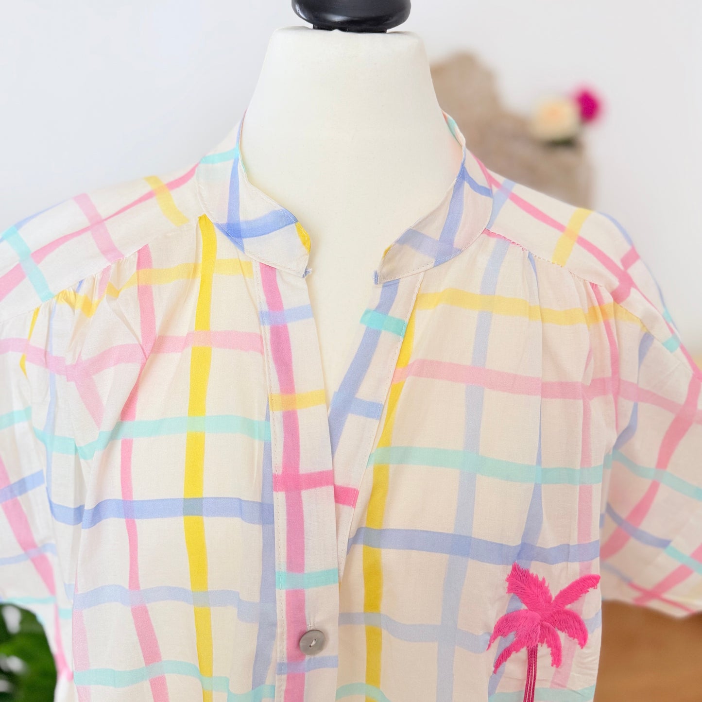 Robe blanche carreaux - April vintage