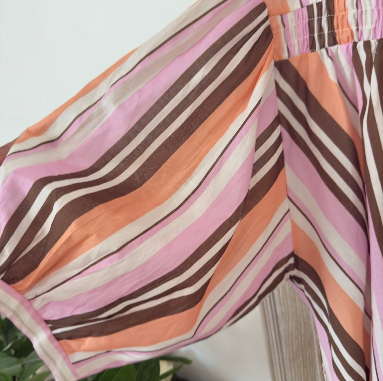Chemise rayée rose orange marron  - April vintage
