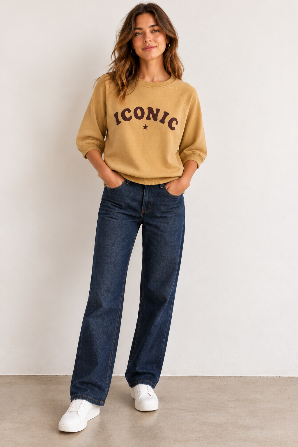 Sweat Femme Oversize Moutarde Iconic Marron – 100 % Coton LOUNAE