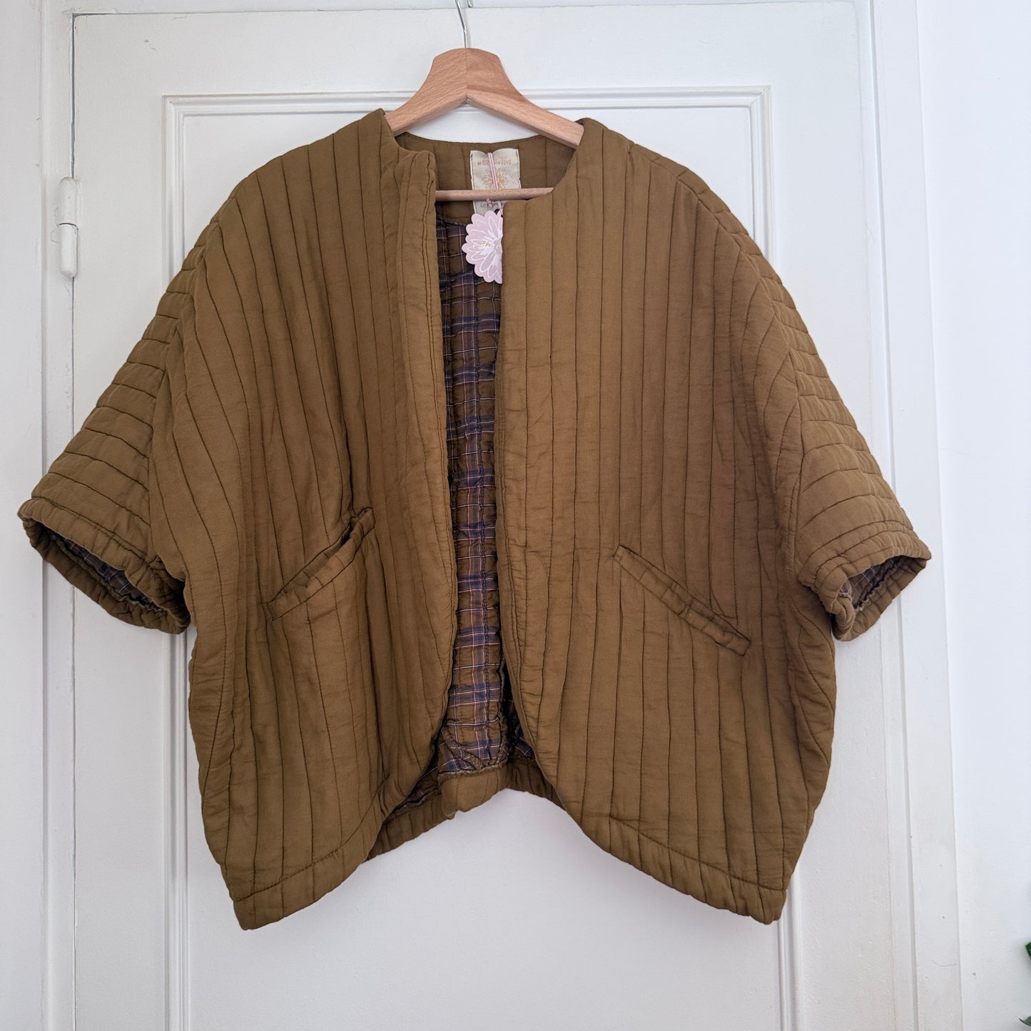 Veste kimono kaki coton LOUNAE