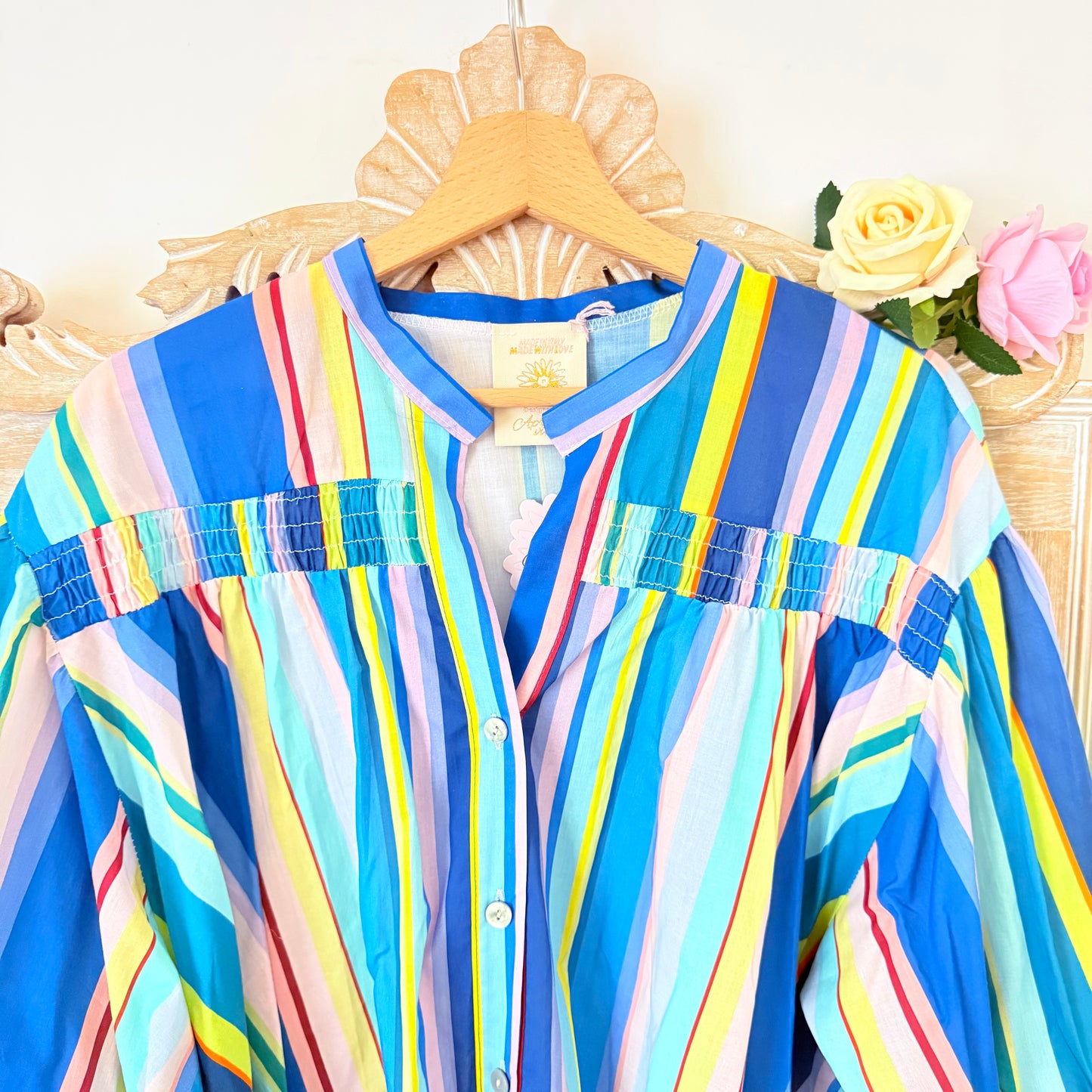 Multicolor striped cotton shirt – April Vintage