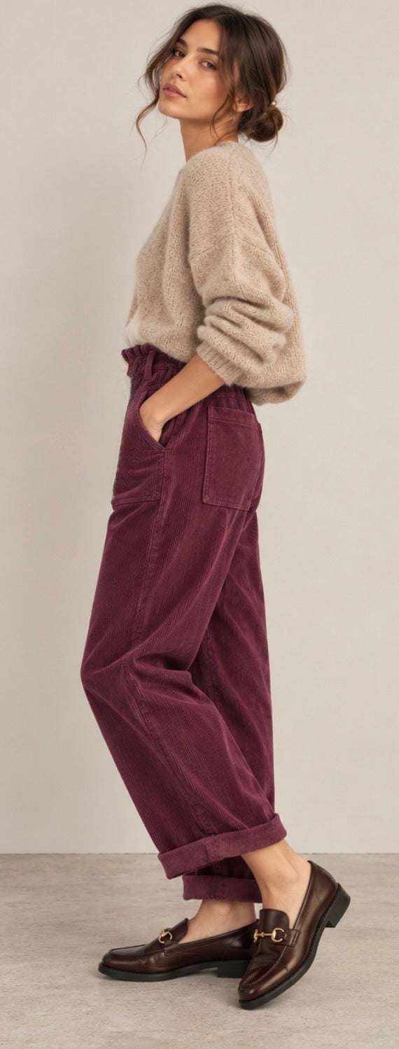 Pantalon Ample Bordeaux Velours Côtelé (Copie) LOUNAE