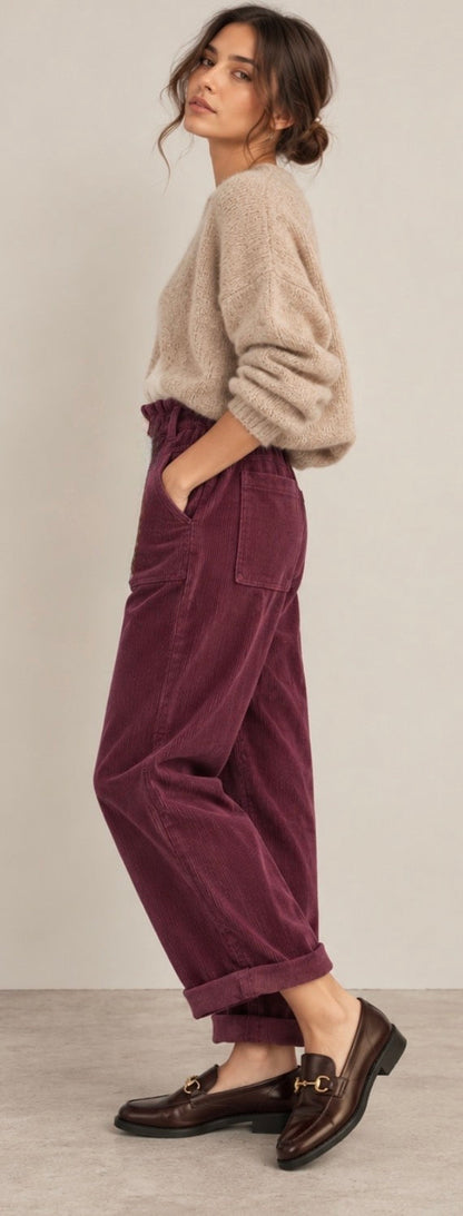 Pantalon Ample Bordeaux Velours Côtelé (Copie) LOUNAE