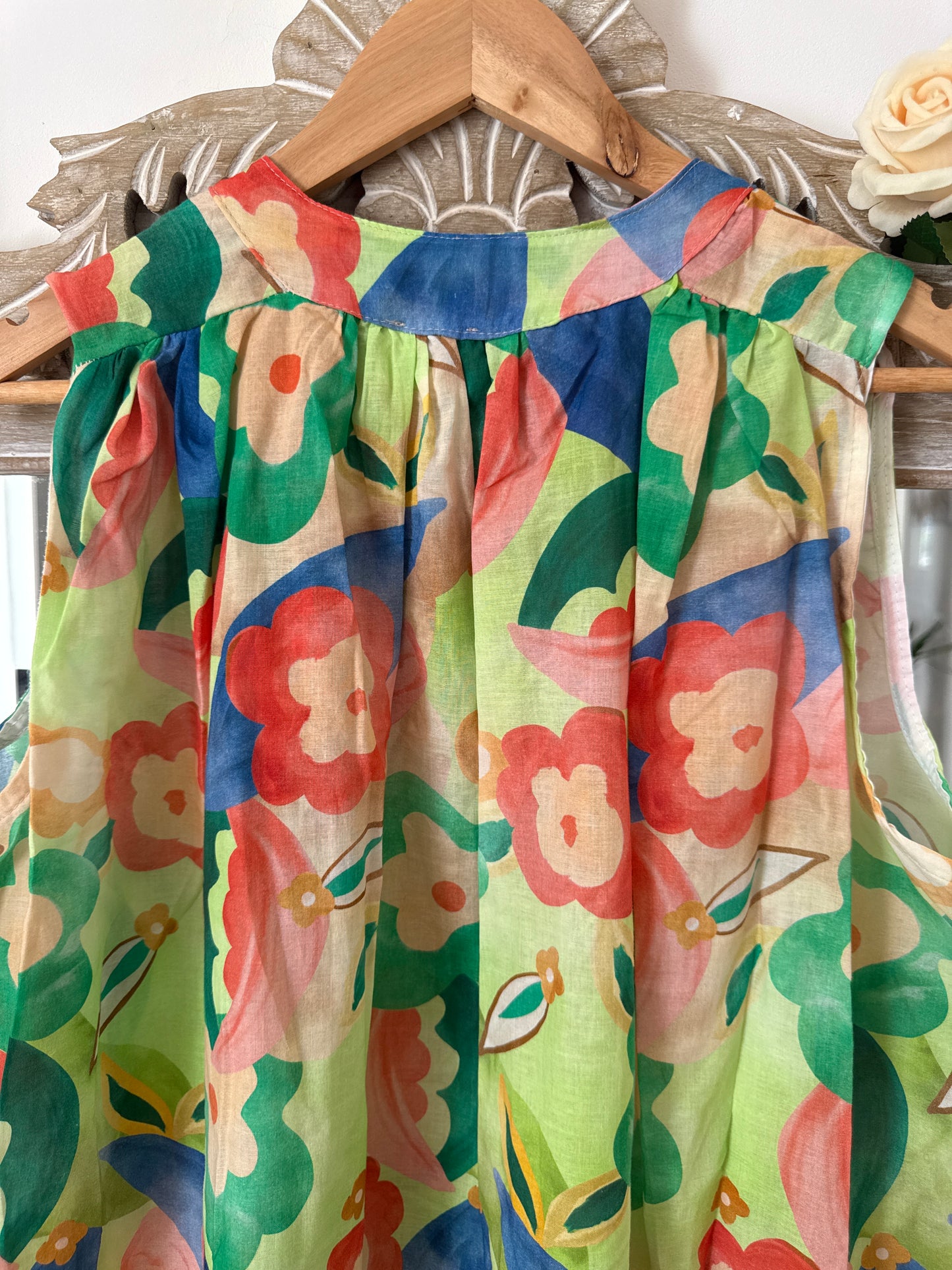 Blouse colorée verte sans manches - Luizacco