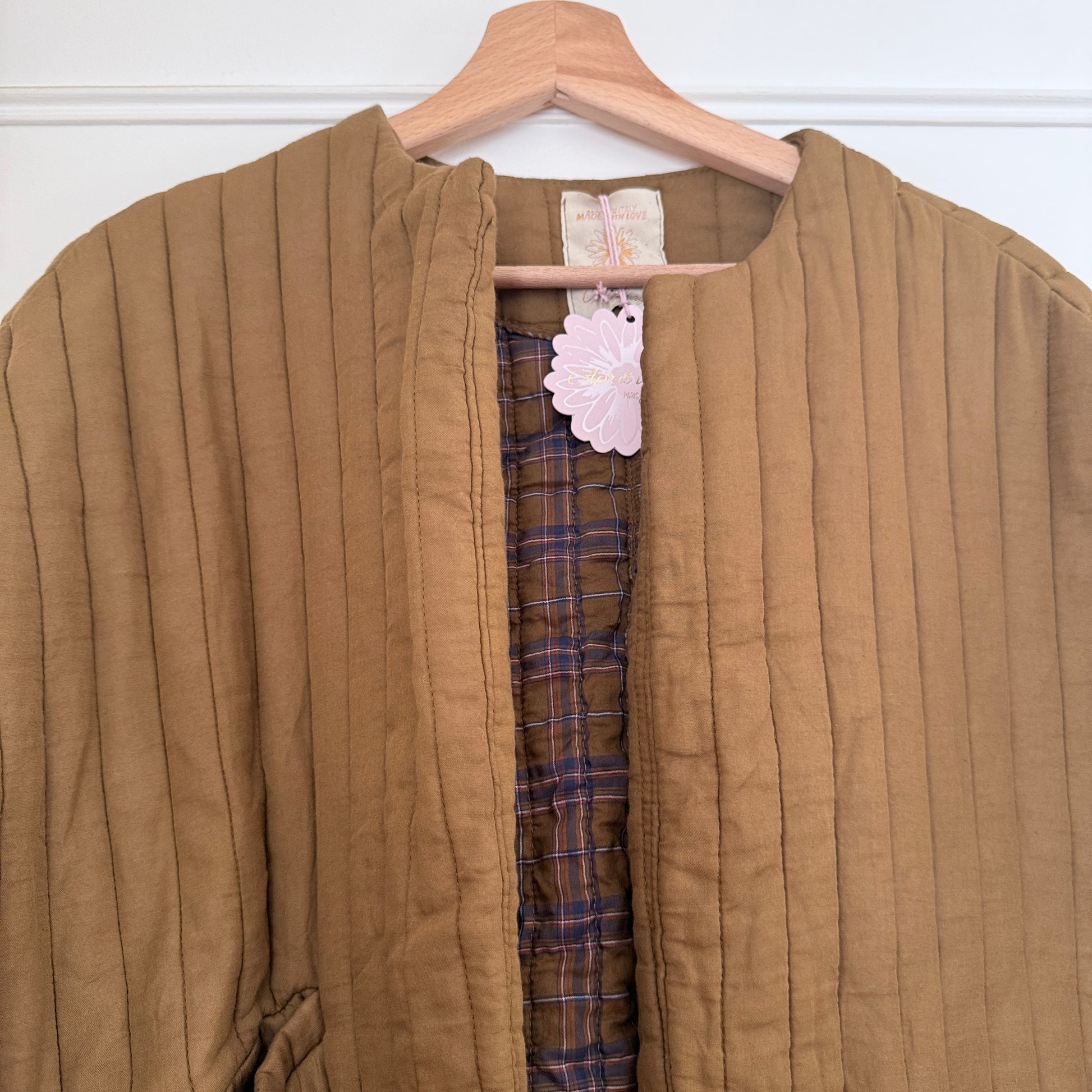 Veste kimono kaki coton LOUNAE