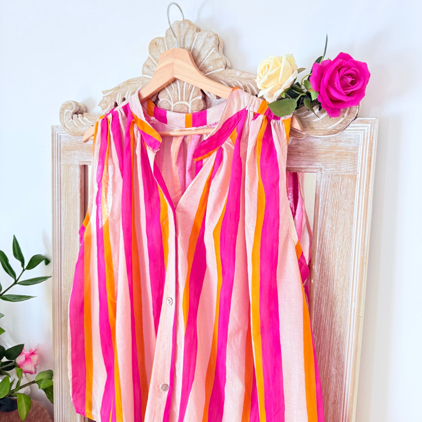 Blouse rayée rose & orange – Luizacco