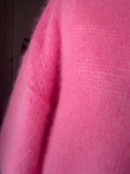 Pull Manches Courtes Rose 80% Kid- Mohair - Made in Italy LOUNAE