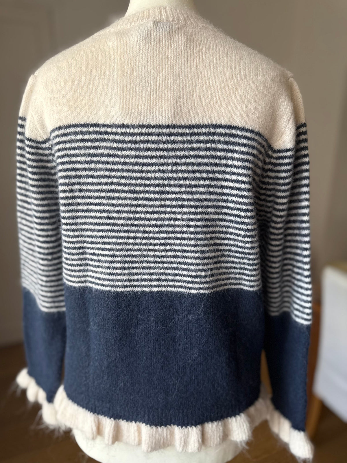 Gilet Rayé Marinière Bleu Marine et Beige LOUNAE