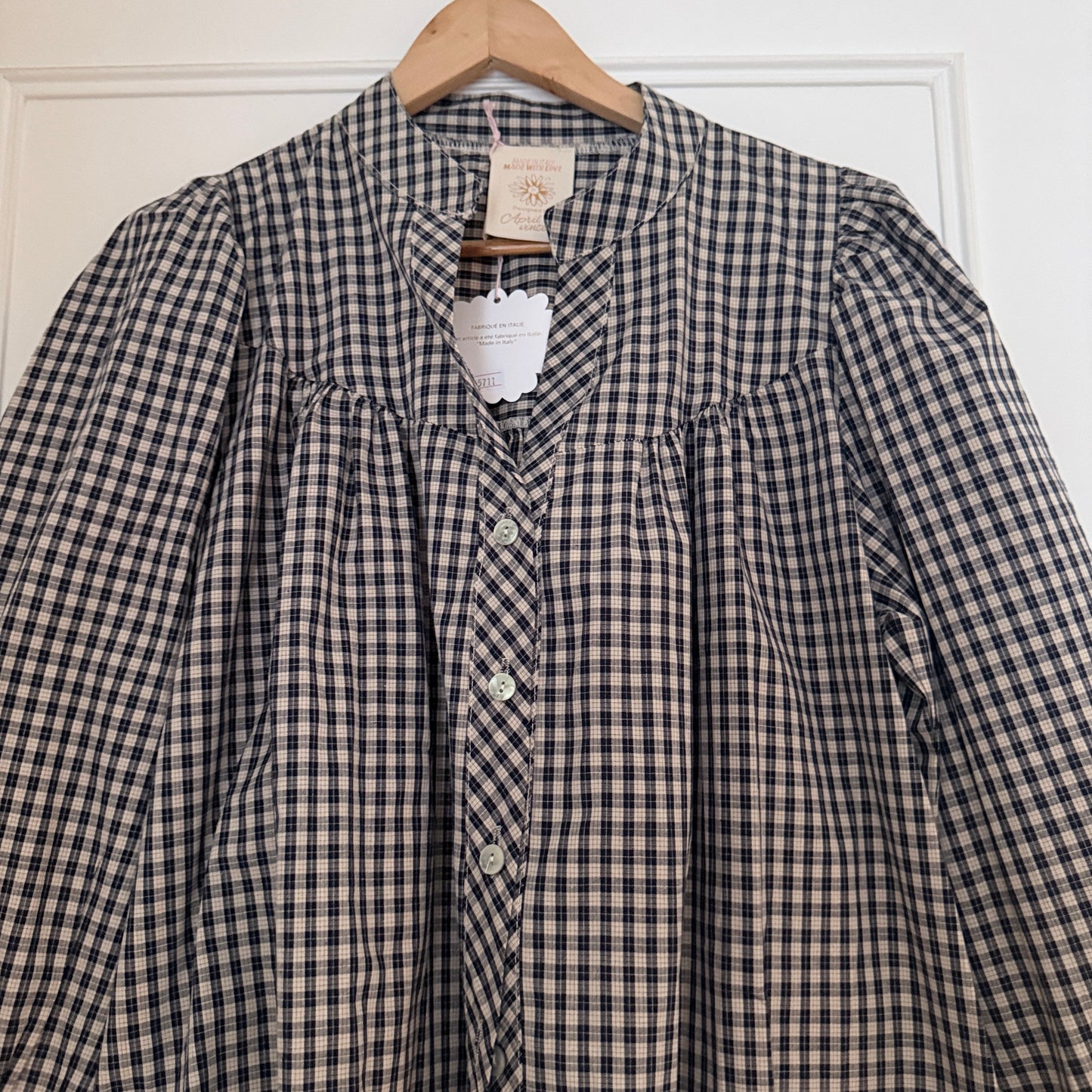 Chemise vichy bleue et blanche en coton taille unique LOUNAE