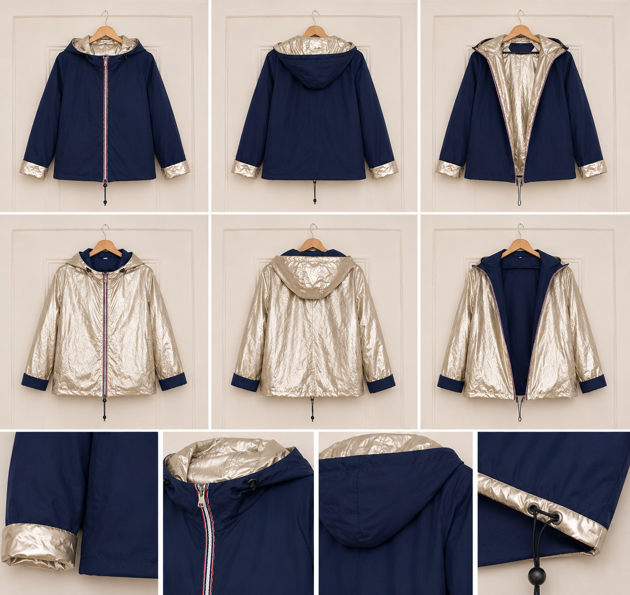 Imperméable bleu réversible mi-saison