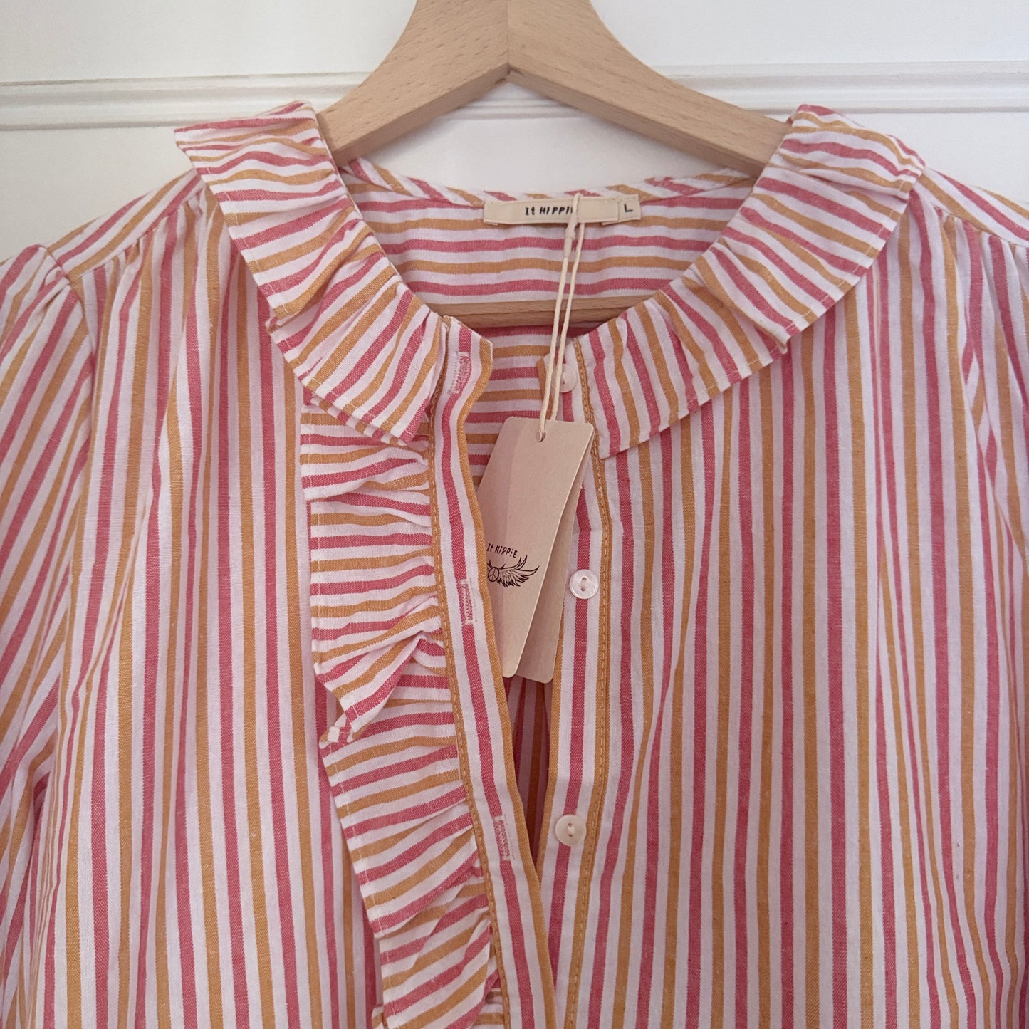 Chemise Camel rose blanche coton