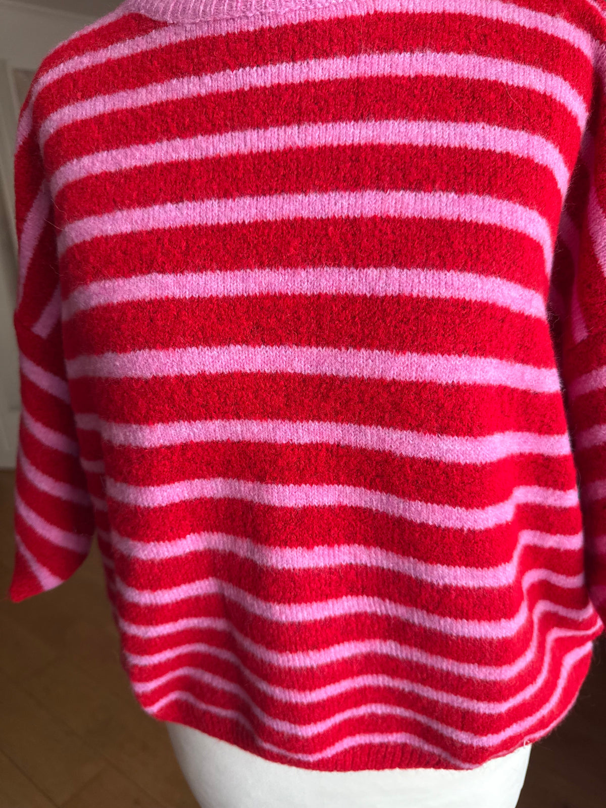 Cardigan Manches Courtes Rayé Rose et Rouge LOUNAE