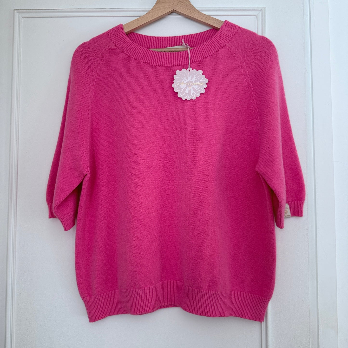Pull col rond rose manches courtes LOUNAE