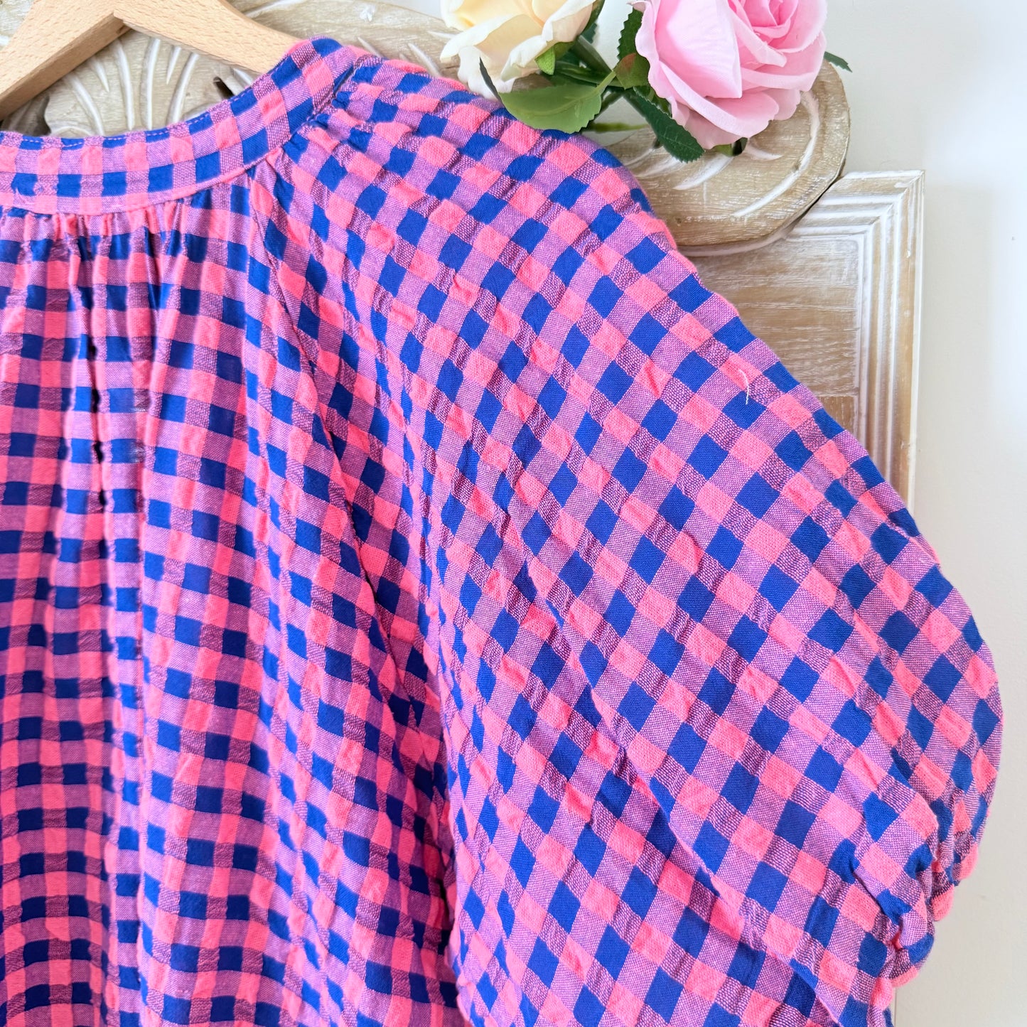 Robe à carreaux bleu et violet