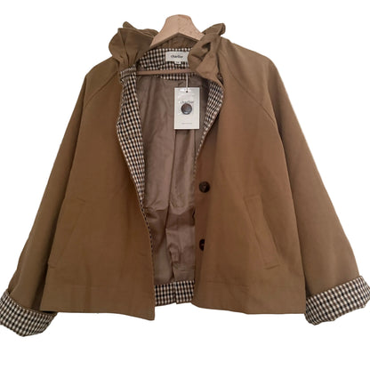 Trench court Camel carreaux en coton LOUNAE