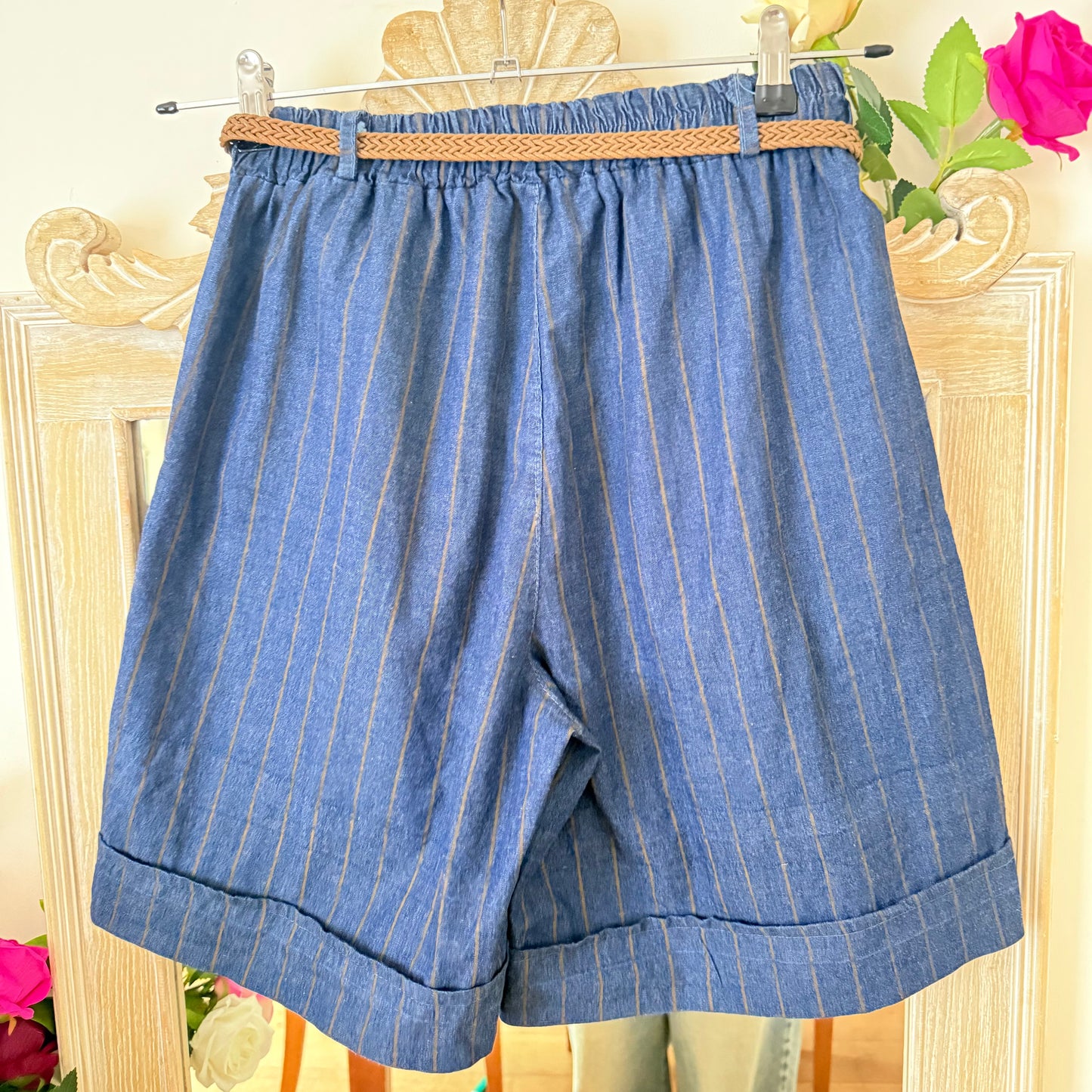 Short bleu rayé Camel - Carla Giannini