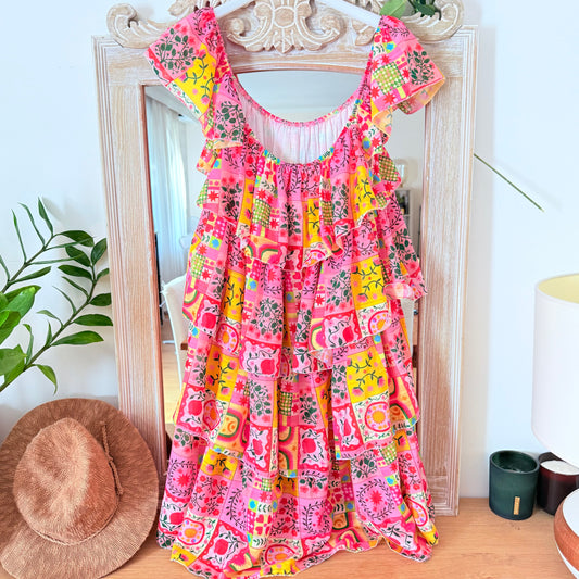 Robe rose et jaune - April vintage