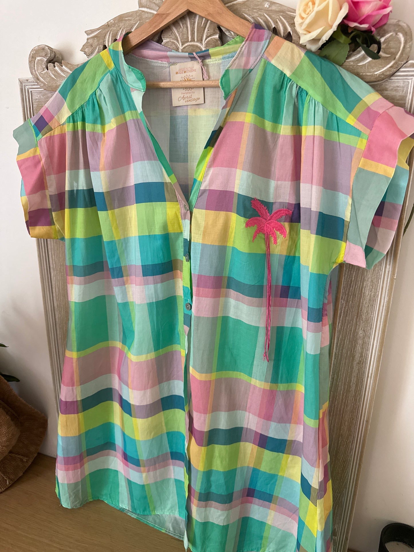 Robe chemise à carreaux pastel - April vintage