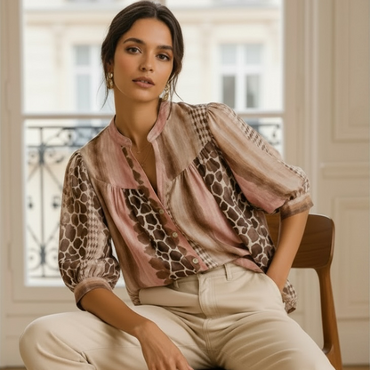 Chemise ample imprimés patchwork LOUNAE