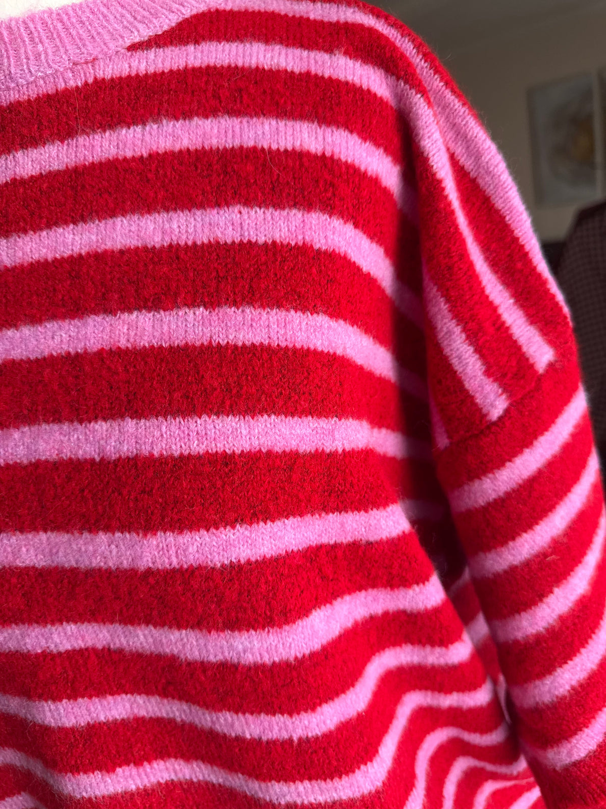 Cardigan Manches Courtes Rayé Rose et Rouge LOUNAE