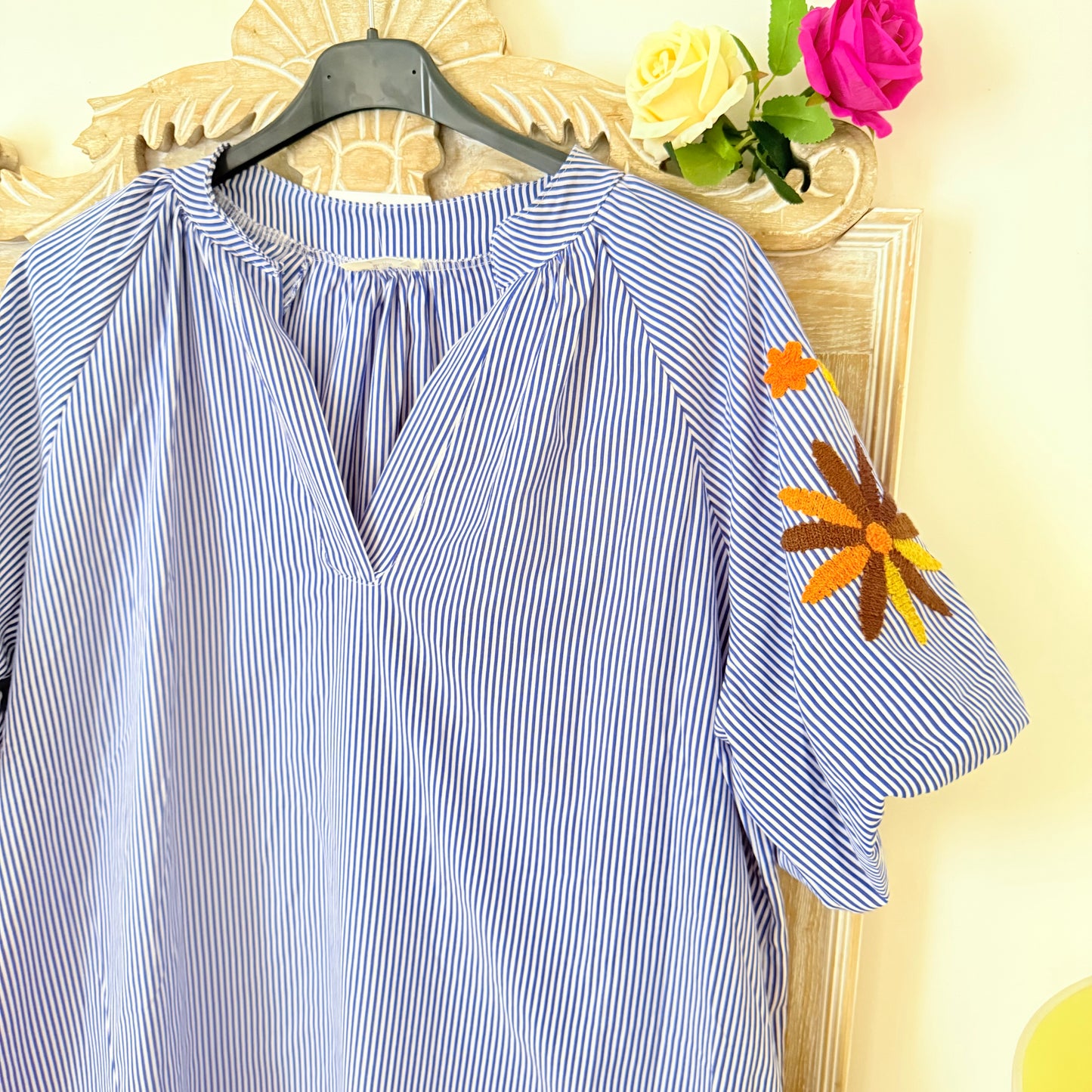 Robe bleu manches xxl - Luizacco
