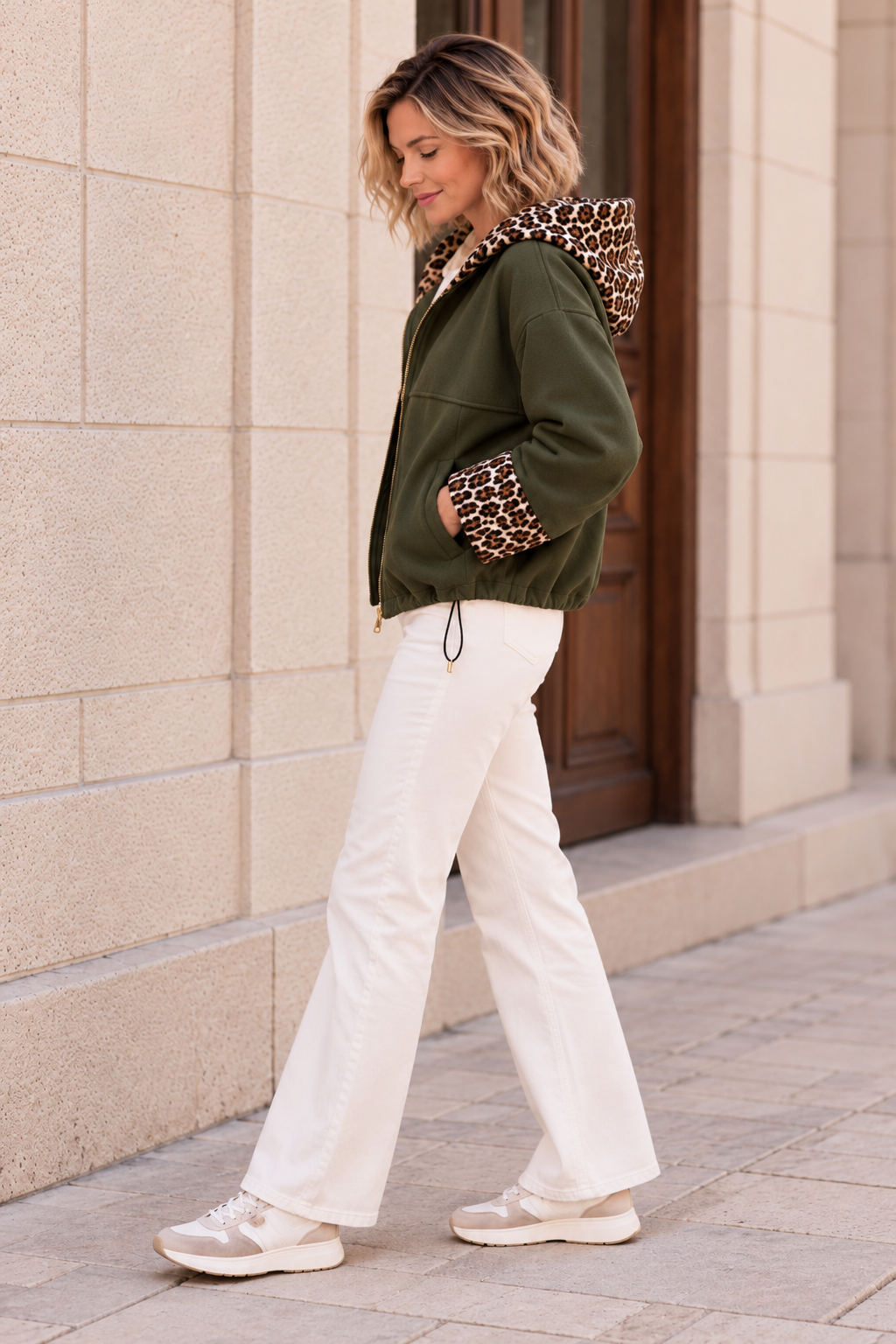 Blouson Johanna Kaki Léopard LOUNAE