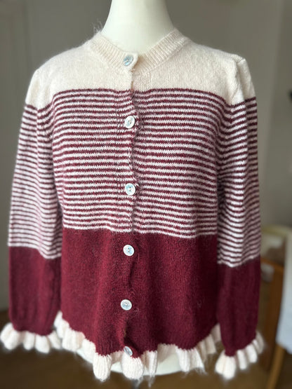Gilet Marinière Rayé Bordeaux et Beige LOUNAE