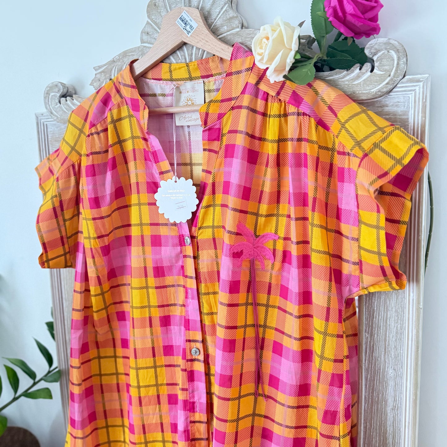 Robe chemise orange rose - April vintage