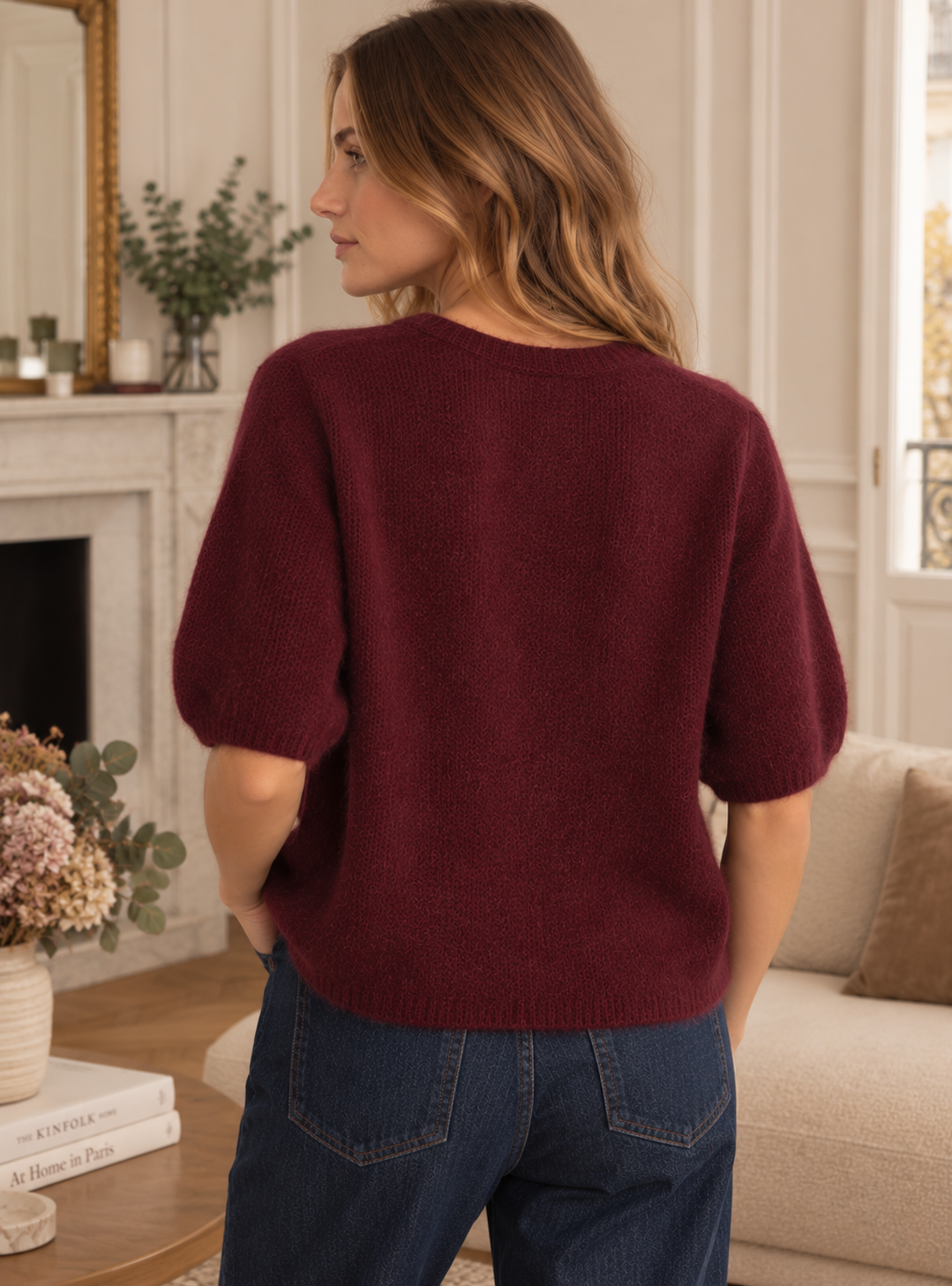 Cardigan manches courtes bordeaux LOUNAE