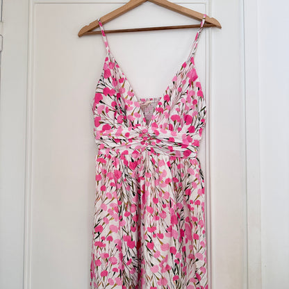 Robe longue rose fleurie en viscose LOUNAE
