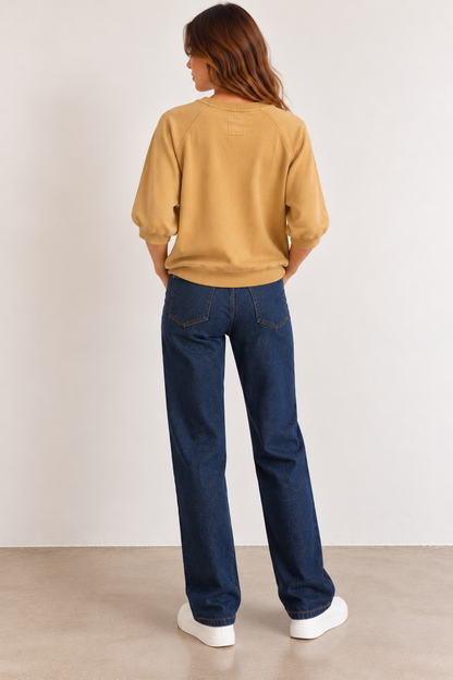 Sweat Femme Oversize Moutarde Iconic Marron – 100 % Coton LOUNAE